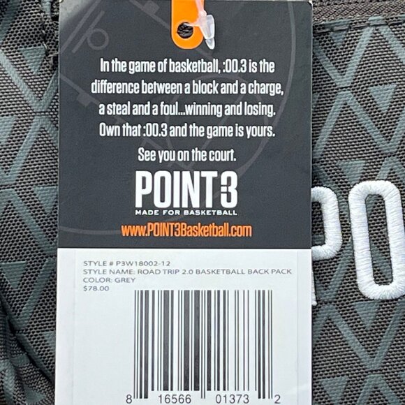 Point 3 Grey With Mesh & Ball Compartment Road Trip 2.0 Basketball Backpack - Picture 5 of 16